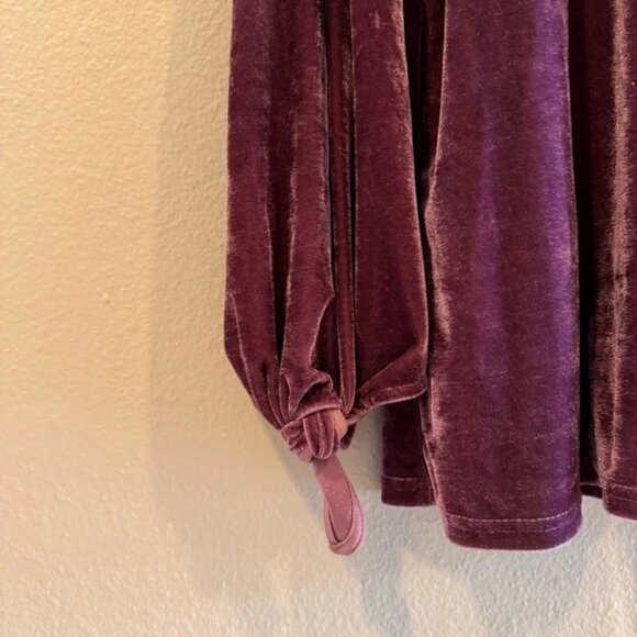 JODIFL Purple Velvet Embroidered Top Blouse Tunic Women's Large Floral Boho - Picture 8 of 10